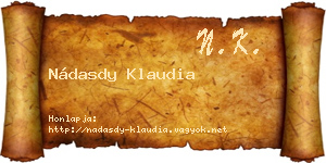 Nádasdy Klaudia névjegykártya